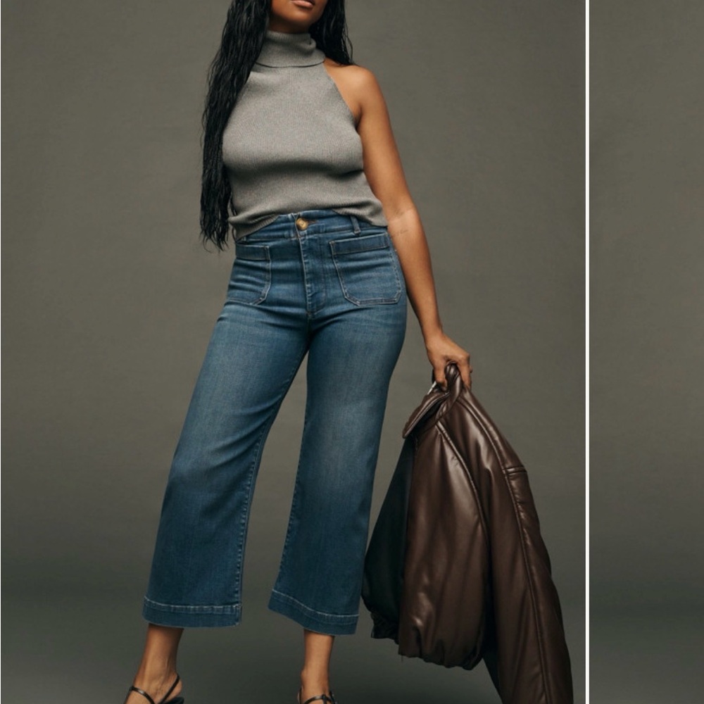 Maeve The Colette Denim High-Rise Cropped Wide-Leg Jeans